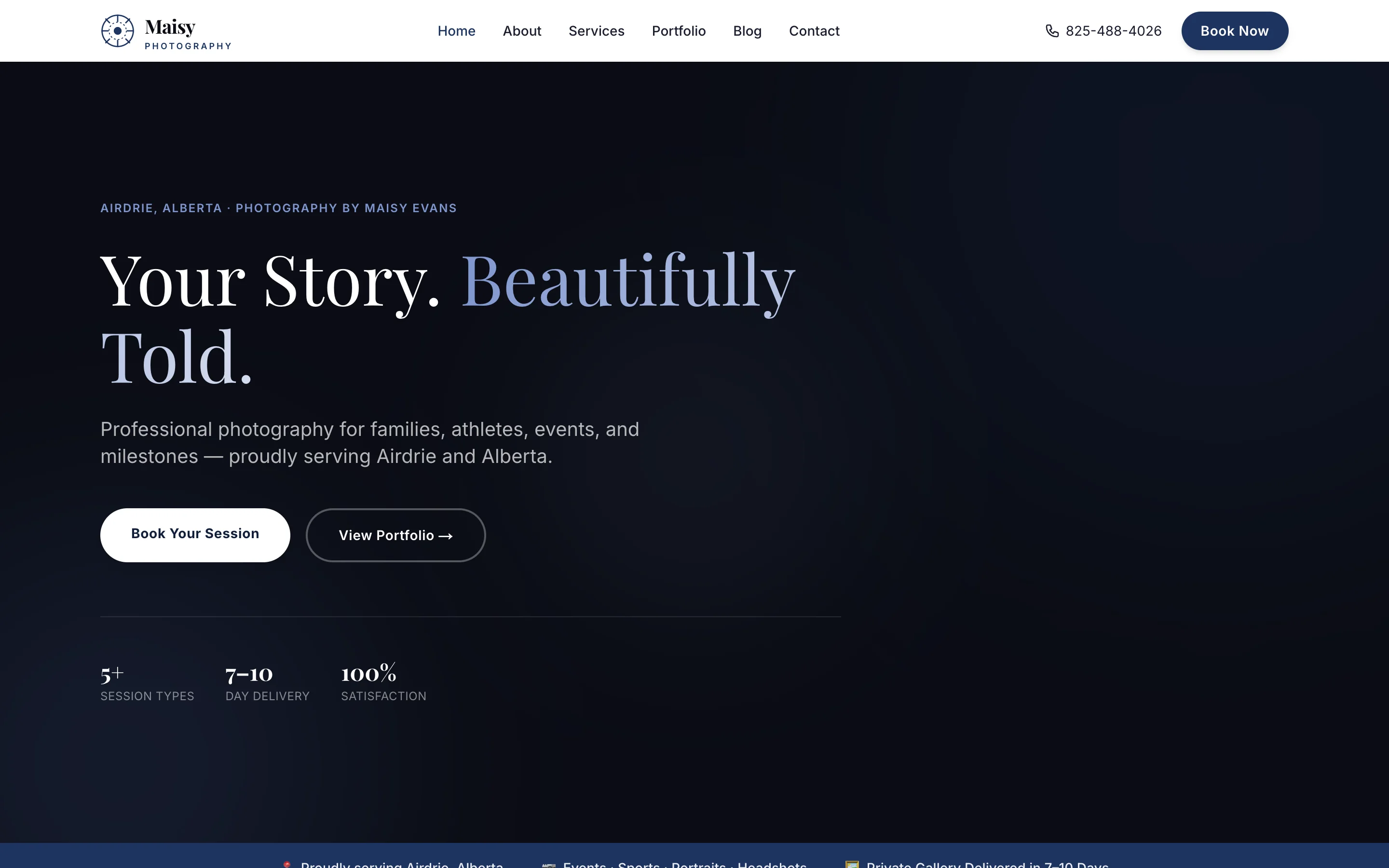 Maisy Photography website screenshot
