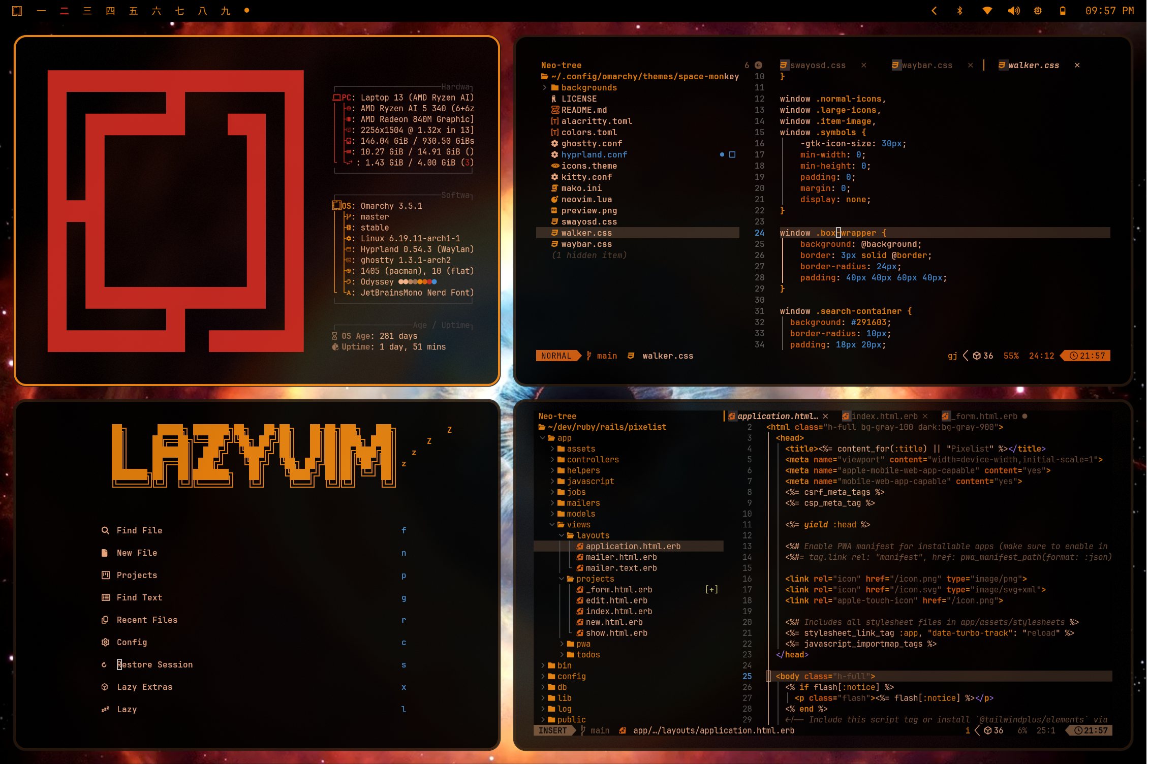 Desktop ricing example — clean productivity-focused workspace