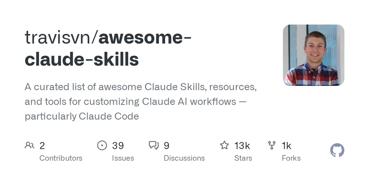 Awesome Claude Skills GitHub repository — curated list of Claude skills and resources with 12K stars